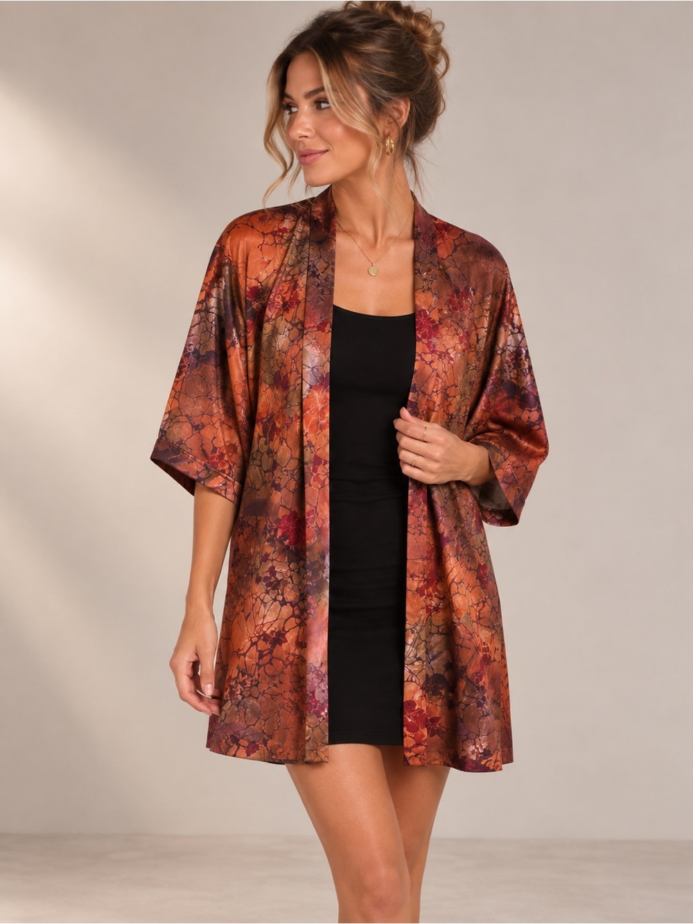 Aori Designs‎ Kinomo Cardigan Robe Wide Sleeve Open Front USA Hand Made Art OS